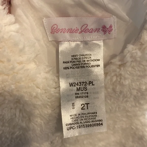Bonnie Jean White Faux Fur Vest 2T - Picture 8 of 8